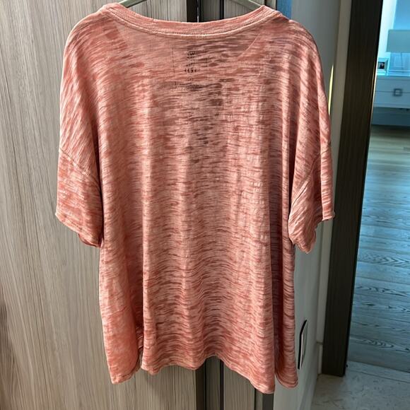 FREE PEOPLE WE THE FREE cutout burnout v-neck tee coral S - Picture 5 of 7